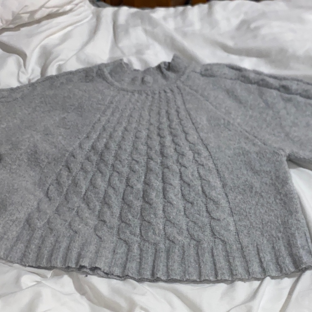 Pink Rose Gray Cable Knit Women's Sweater